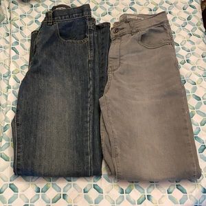 2 PAIRS Children's Place SIZE 14 Slim straight Gray Denim, Bootcut Blue Jean